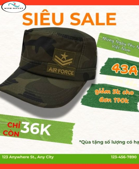 Mũ Non Lưỡi Trai-Nón Kết Phong Cách Lính Nhiều Màu -Logo Huy Hiệu Phong Cách Nón Minh Nguyệt