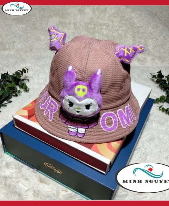 nón vành rộng đính bướm cho bé gái 3-4 tuổi