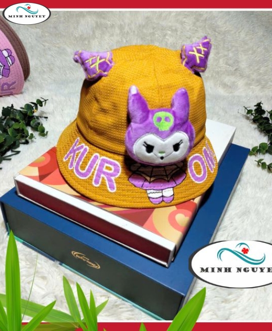 nón vành rộng đính bướm cho bé gái 3-4 tuổi