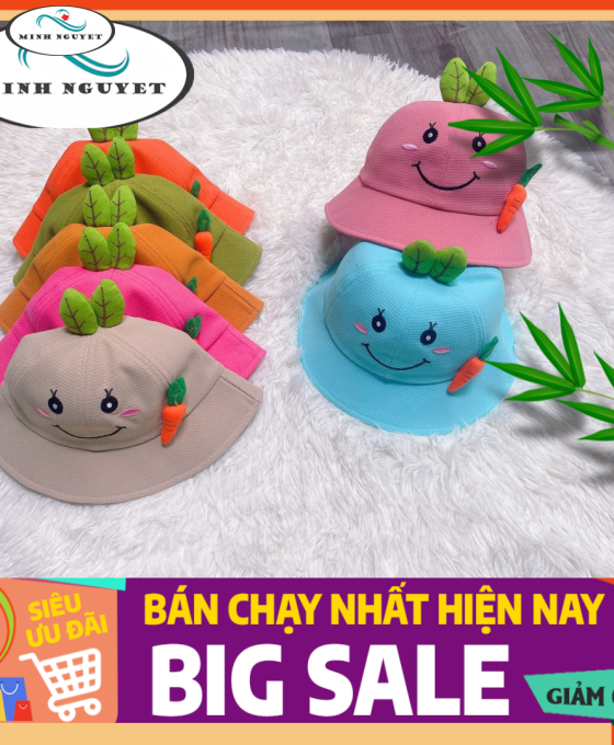 nón vành rộng em bé 2 sừng 